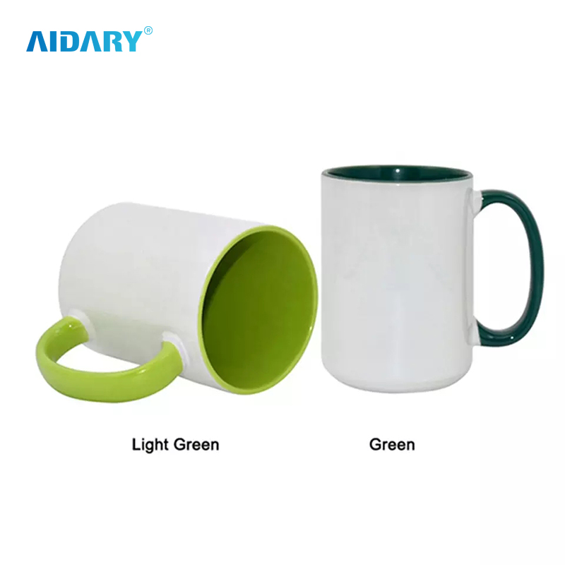AIDARY 15oz 高档内部和手柄彩色升华涂层马克杯升华杯